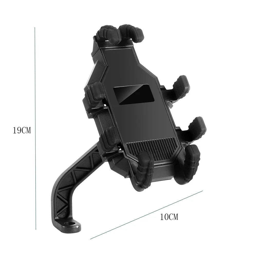 Motorcycle Phone Mount - Handlebar & Rearview Mirror Compatible Holder, Universal 360 Rotation Stable Phone Stand for Navigation
