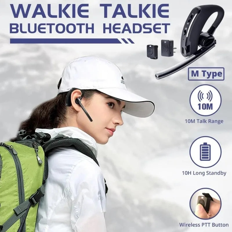 Bluetooth Earpiece Headset with PTT MIC for Moto CP200 CP200D CP185 CLS1410 CLS1110 BRP40 DTR650 RDU2020 RDU4100 Yaesu FT-4XR