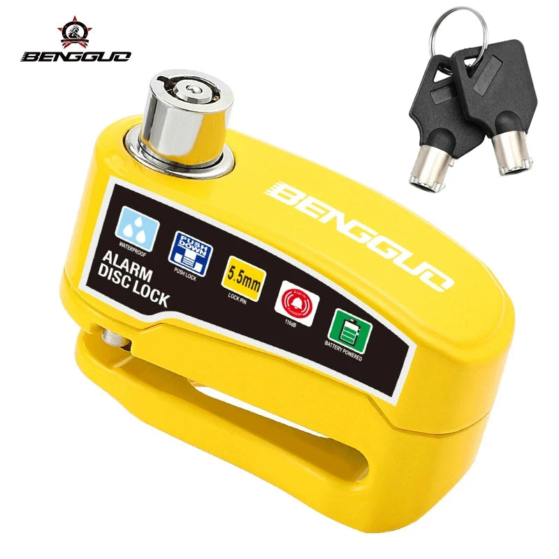 Alarm Disc Lock Anti Theft 110dB Waterproof Motorcycle Disc Brake Lock Aluminum Alloy with Reminder Cable for Scooter Bike Parts